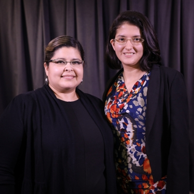 Aileen Terrazas (right), earned  third place in Humanities and Social Science at the Graduate level. She's pictured with her faculty mentor is Dr. Elizabeth Terrazas-Carillo, Department of Psychology and Communication.